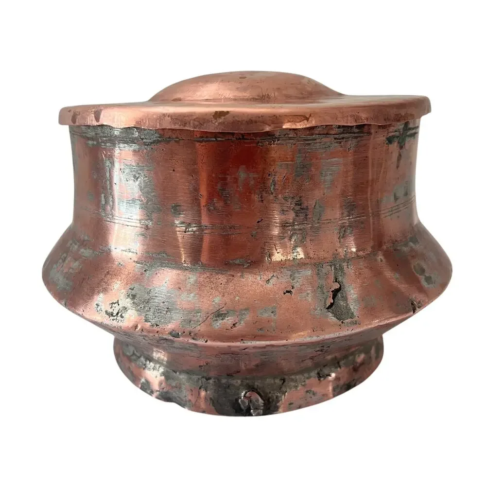 Vintage Hand Hammered Copper Cooking‎ Pot w Lid Rustic Farmhouse Primitive Decor